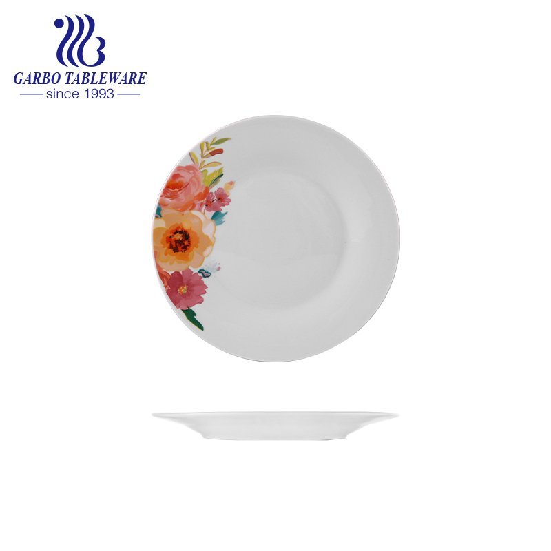 Factory custom cheap OEM decal mini plain round 6inch porcelain dessert dish for cafe restaurant stock available