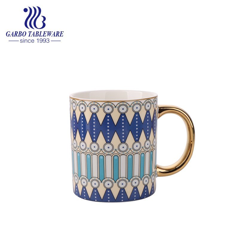Clear tea cup with handle custom printing ceramic water cup porcelain drinking mug juice mug