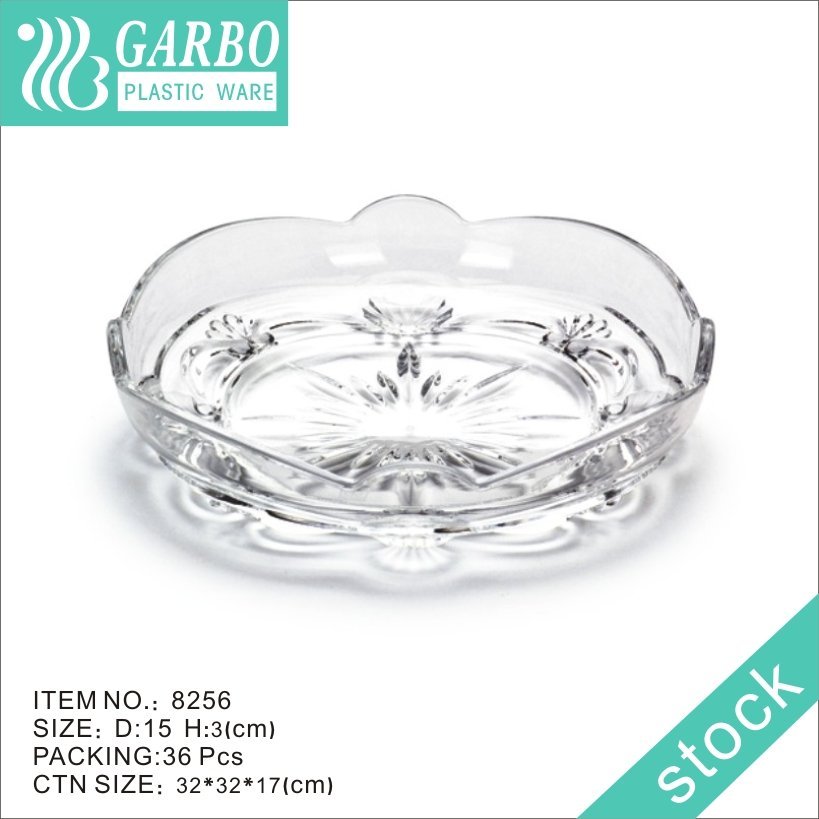 Rectangle Crystal Clear Durable Plastic Party Serving Decorative Platters with Handle for Kitchen Dining Table