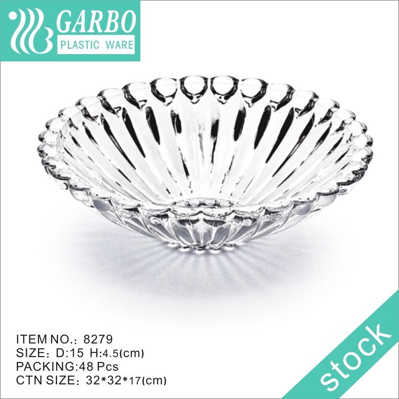 12 inch Durable Plastic Deep Fruit Plate with Functional Design and Bead Rim Reusable Decorative Serving Dish for Home