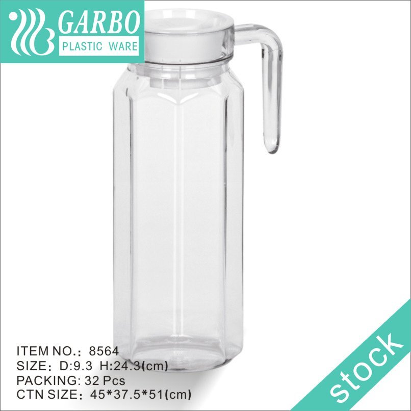 Jarra para beber de agua fría de plástico no tóxico acrílico mate de 3300 ml con asa portátil y tapa azul