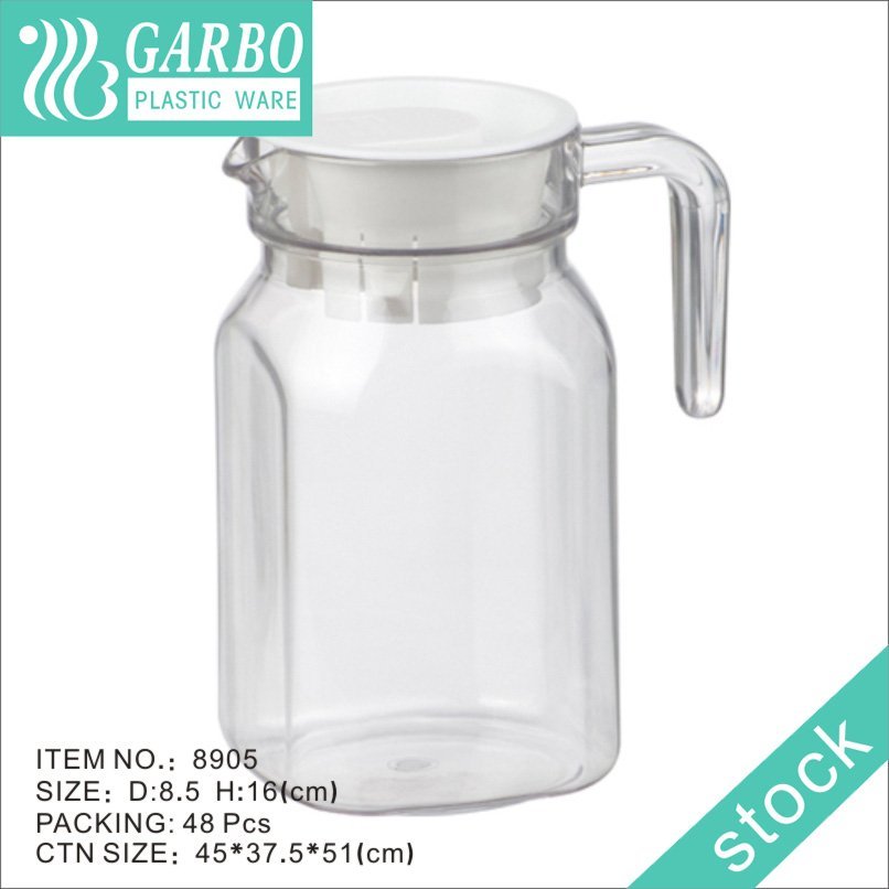 3300ml Matt acrylic non-toxic plastic cold water drinking jug with portable handle and blue lid