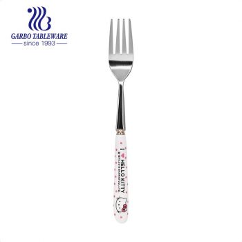 Factory wholesale stainless steel mirror polished salad forks set of 6pcs with custom design ceramic handle flatware