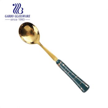 410 Stainless steel dinner spoon for tableware with ceramic handle decor