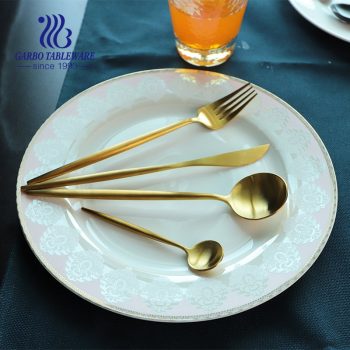 New arrival 4pcs sets gold plating stainless steel silverware set matte cutlery set