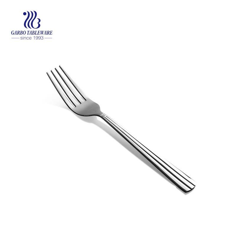Manufacture machine pressed sliverware mirror polished stainless steel table fork with customized handle