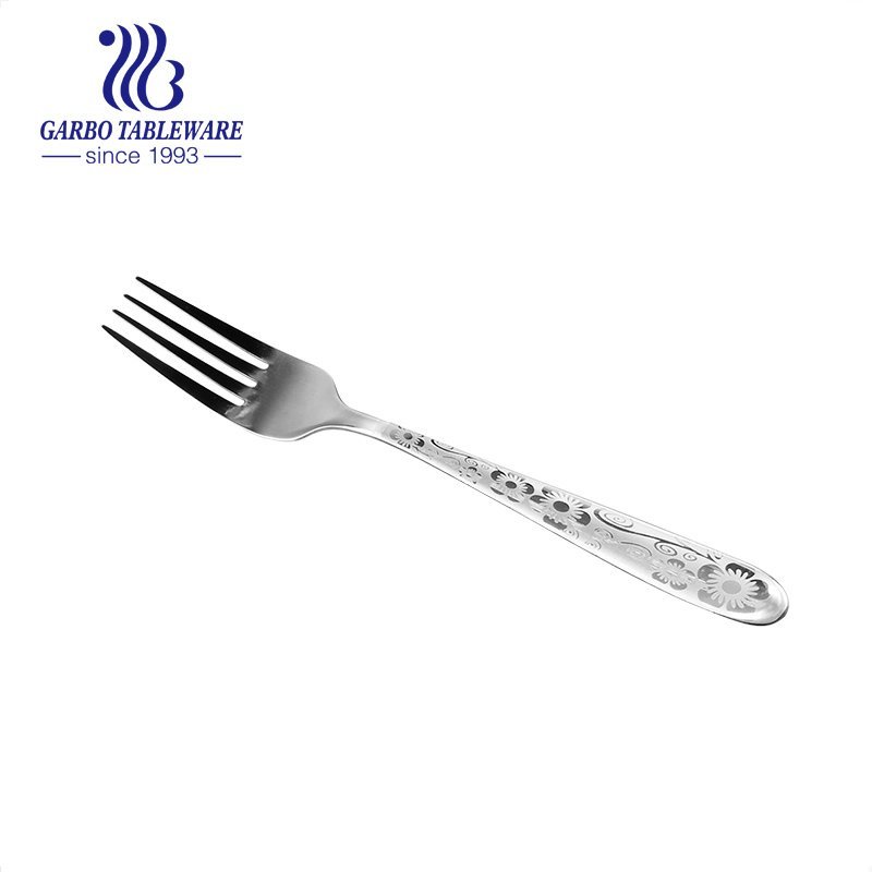 Garbo silverware stainless steel table fork with laser pattern handle impressive dinner flatware