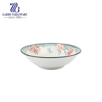 Classic underglazed porcelain bowl with customizable decal for wholesale