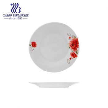 Wholesale cheap stoneware dish custom flower painted 9inch flat porcelain plate