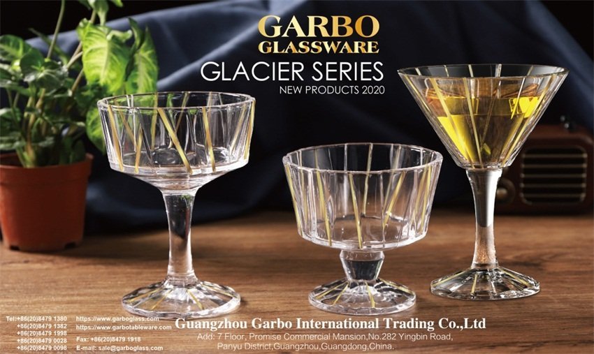 Garbo new Glacier collection glassware showed in Online Canton Fair