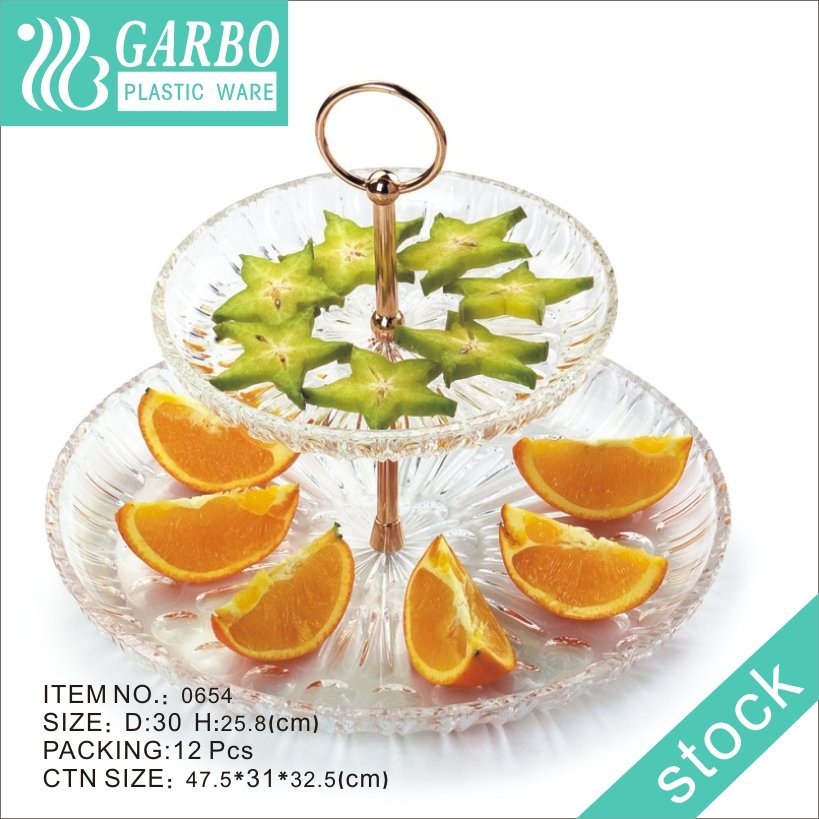 2 Tiered Serving Tray Plastic Stand for Cake Dessert Fruits