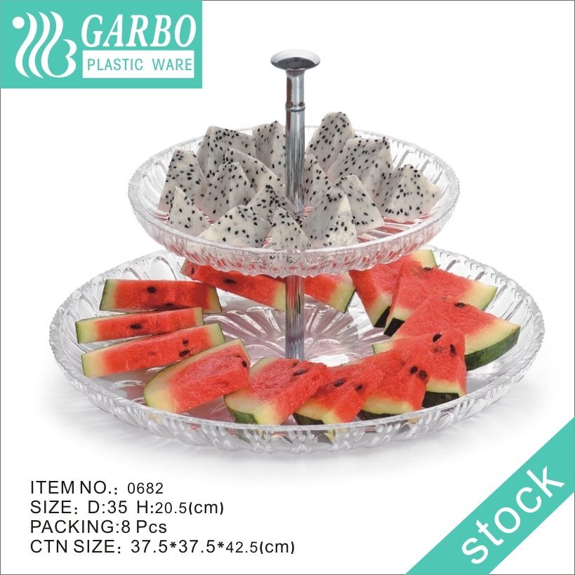 2 Tiered Serving Tray Plastic Stand for Cake Dessert Fruits