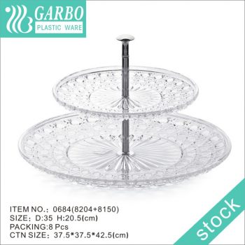 2 Tiered Serving Tray Plastic Stand for Cake Dessert Fruits