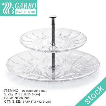 Decorative Round Shape Cupcake Stand 2 Tier Plastic Serving Platter