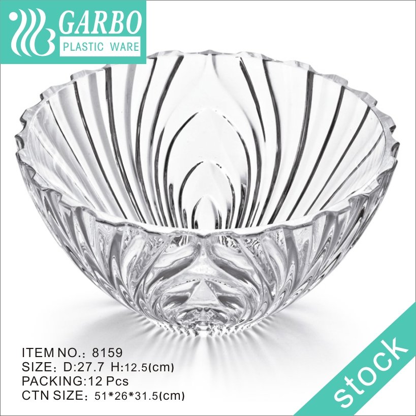 Clear Square Large Plastic Serving Bowls with Embossed design Posh setting for Parties