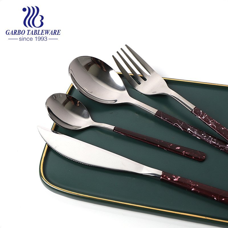18/0 Stainless steel durable red colored flatware set kids use 4 pieces a set for Christmas gift