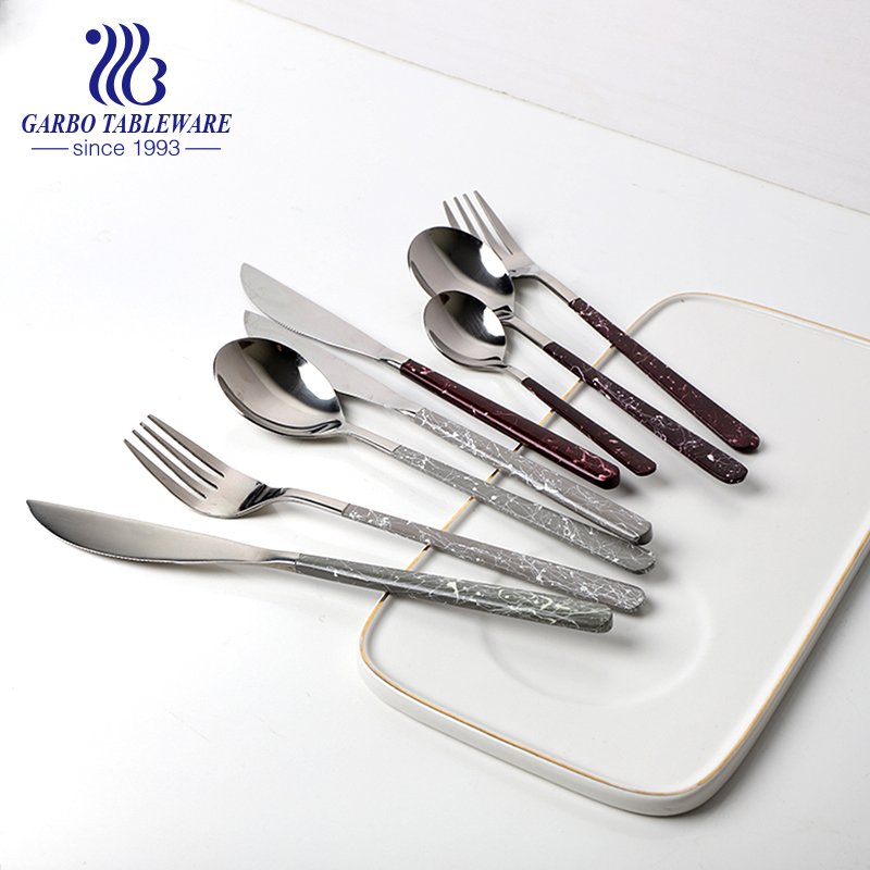 18/0 Stainless steel durable red colored flatware set kids use 4 pieces a set for Christmas gift