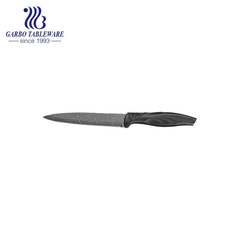 شعار مخصص عالي الجودة Kinfe Chef Set 420SS صندوق ألوان التعبئة رش اللون 6 قطعة طقم سكاكين مطبخ بمقبض PP أسود
