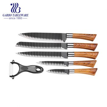 Wholesale Fashion Style Fruit Knife Gift Box Pack Customized Logo Professioal 6PCS Kitchen Knife Set 6PCS With Wooden Handle