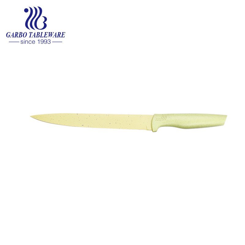 مجموعة سكاكين مطبخ مصنوعة يدويًا من قش القمح 420 مادة من الفولاذ المقاوم للصدأ مخصصة اللون