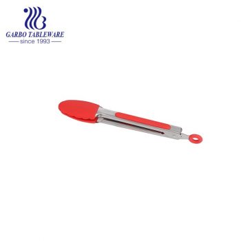 Red stainless steel food tong with high quality silicone daily use salad tools nice  high end cooking clip