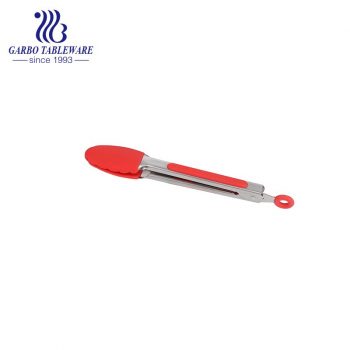 Pince à nourriture en acier inoxydable rouge avec outils de salade à usage quotidien en silicone de haute qualité Beau clip de cuisson haut de gamme