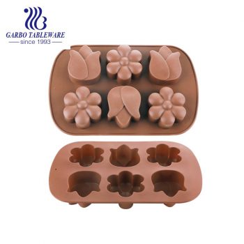 قالب سيليكون 6 ثقوب للشوكولاتة والكيك والبودينغ والجيلي مع تصميمات مختلفة لطيفة لخبز الكب كيك