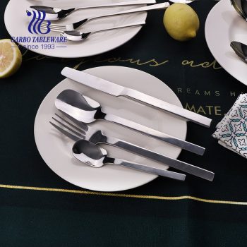 Square shape 16 pieces flatware set premium 430 stainless steel set perfect for restaurants