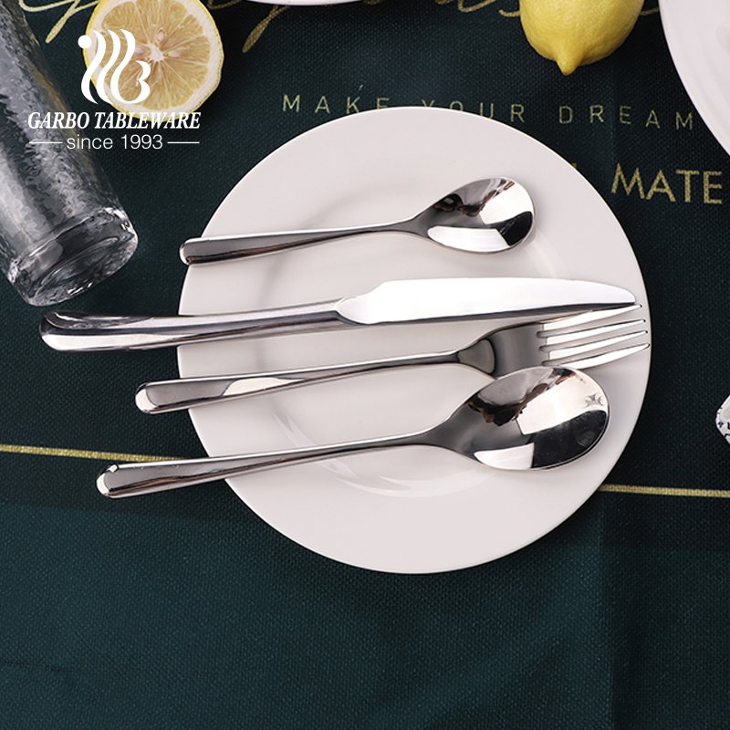 Conjunto de talheres de 16 peças de formato quadrado premium conjunto de aço inoxidável 430 perfeito para restaurantes