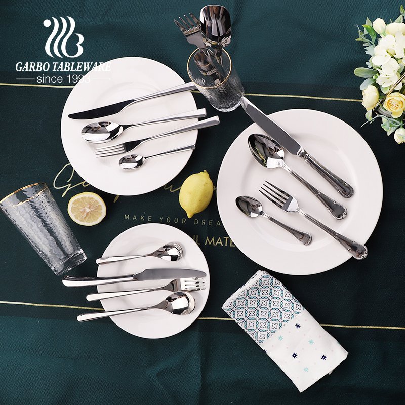 طقم أدوات مائدة 16 قطعة مربعة الشكل 430 مصنوع من الفولاذ المقاوم للصدأ مثالي للمطاعم