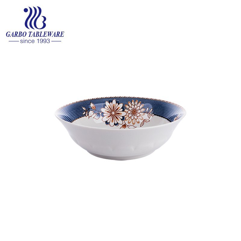 Underglazed porcelain bowl with orange color for home use