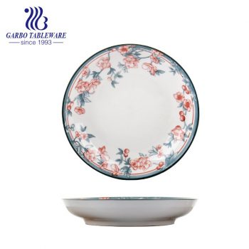 Factory cheap OEM under glazed flower printing 7inch porcelain dessert plate