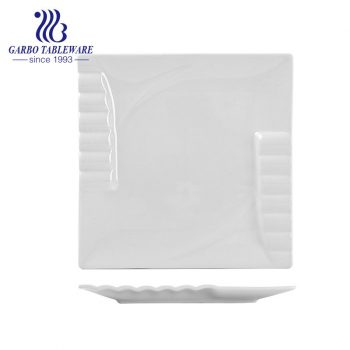 Großhandel geprägtes Muster elegante 9.6-Zoll-Schüssel weißen quadratischen Porzellanteller
