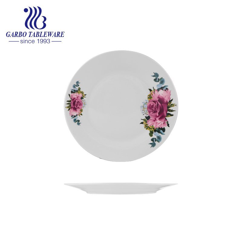 Wholesale custom cheap unique design stoneware dish 9inch flat ceramic plate
