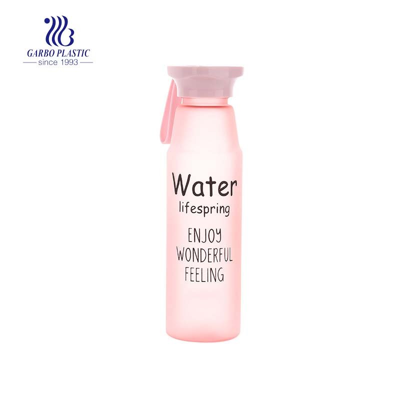 Baby blue acrylic plastic water drinking bottle with customized design and portable lid for outdoor sports