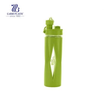 Easy-handle green color plastic water drinking bottle for excising and hiking