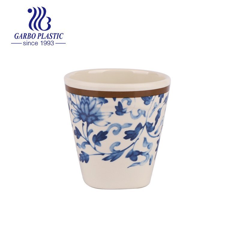 Copo de água doméstico inquebrável de policarbonato 21cl com decoração em estilo chinês