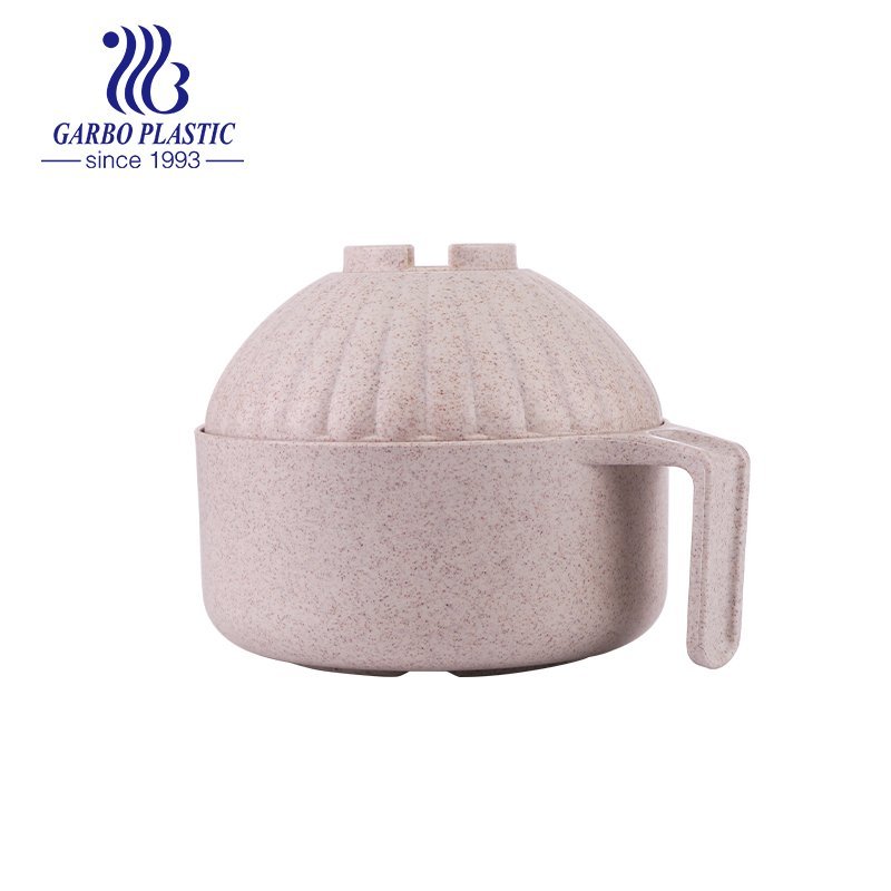 High-quality big capacity unbreakable plastic round salad mixing bowl with sweet pink color and round castle shape lid