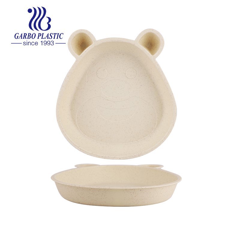 7.5″ bear shaped wheat straw kids plates with Eco-friendly material perfect for breakfast soup servings