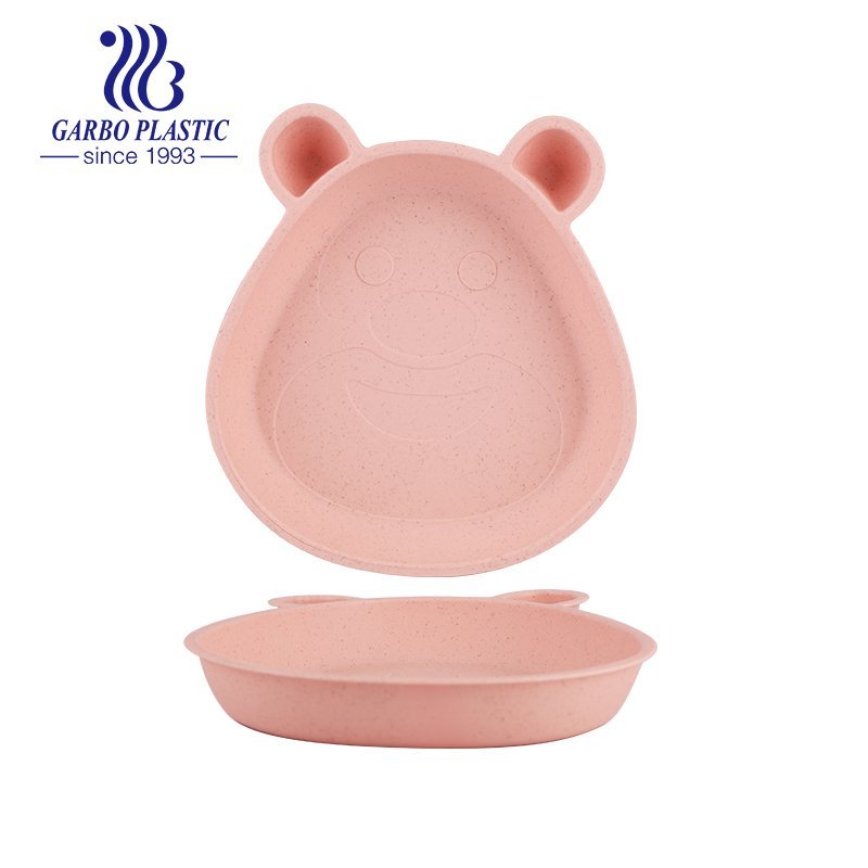 7.5″ bear shaped wheat straw kids plates with Eco-friendly material perfect for breakfast soup servings