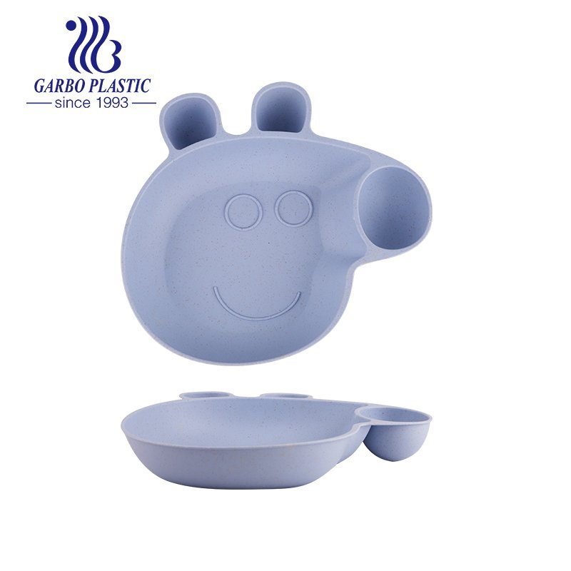 BPA Free Pink Pig Animal Kids Plates 8.5inch Lightweight Unbreakable Wheat Straw Serving Plates