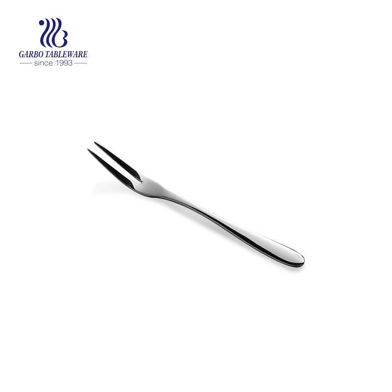 Hotel premium quality 18/8 stainless steel metal fruit forks mirror polished silver two prongs salad fork