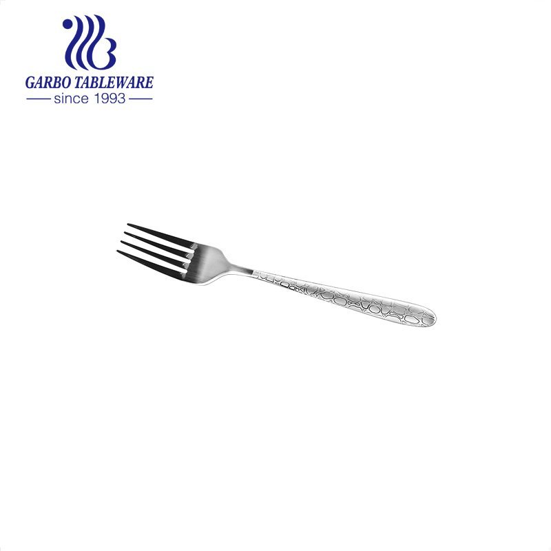 Hotel metal flatware silver stainless steel cake forks with laser flower pattern elegant dessert fork