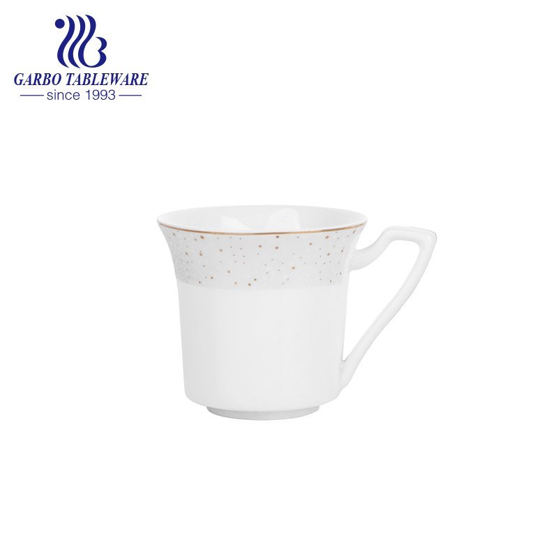 Full printing design porcelain cup with gold handle ceramic drinking mug bone china promotion gift mugs
