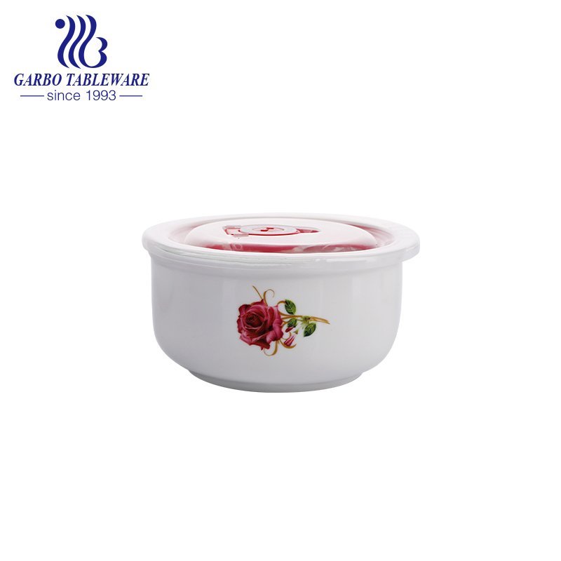 290ml bone china bowl daily food container with plastic lid