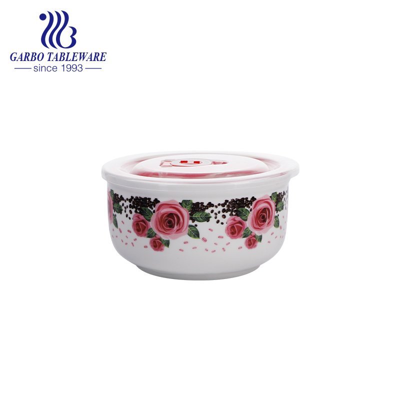 290ml bone china bowl daily food container with plastic lid