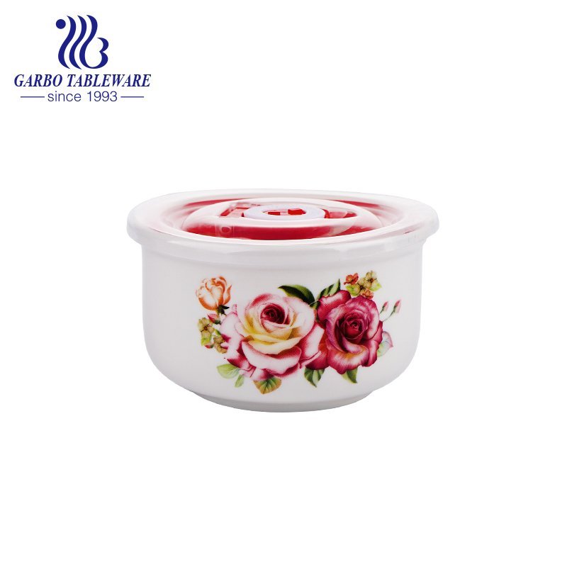 290ml bone china bowl daily food container with plastic lid
