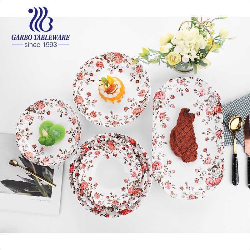 Fábrica chinesa barata personalizada sob design vitrificado conjunto de jantar de cerâmica pratos finos de porcelana de 8/9/10/12 polegadas para servir comida