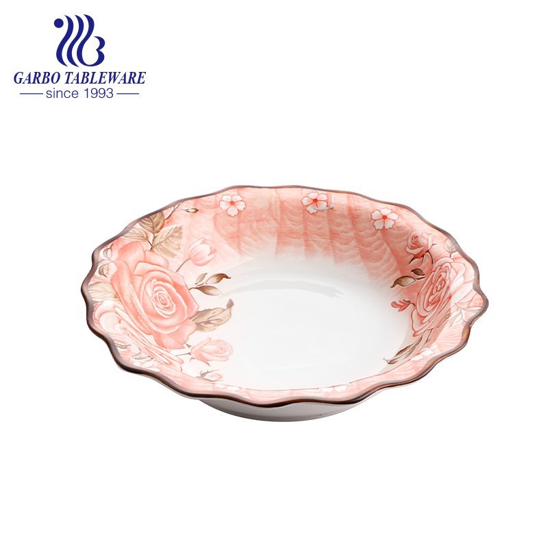 11.61 inch porcelain bowl with sun shape and wave edge for wholesale