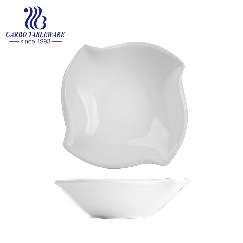 Wholesale 10 inch flower shaped porcelain wide bowl for hotel usage